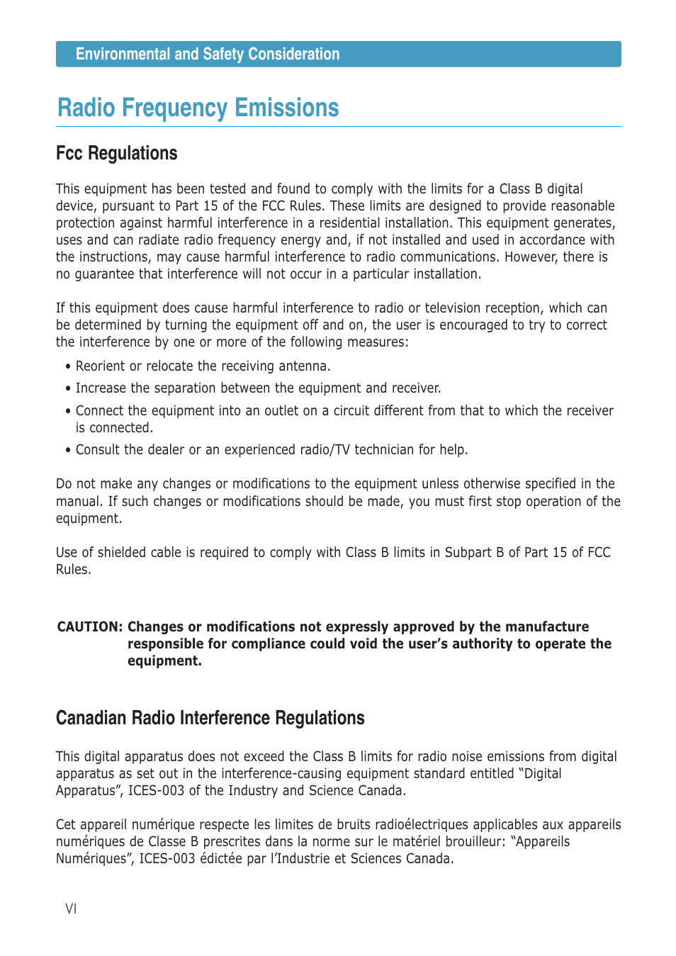 Radio frequency emissions, Canadian radio interference regulations, Fcc regulations | Samsung ML-1430 User Manual | Page 7 / 143