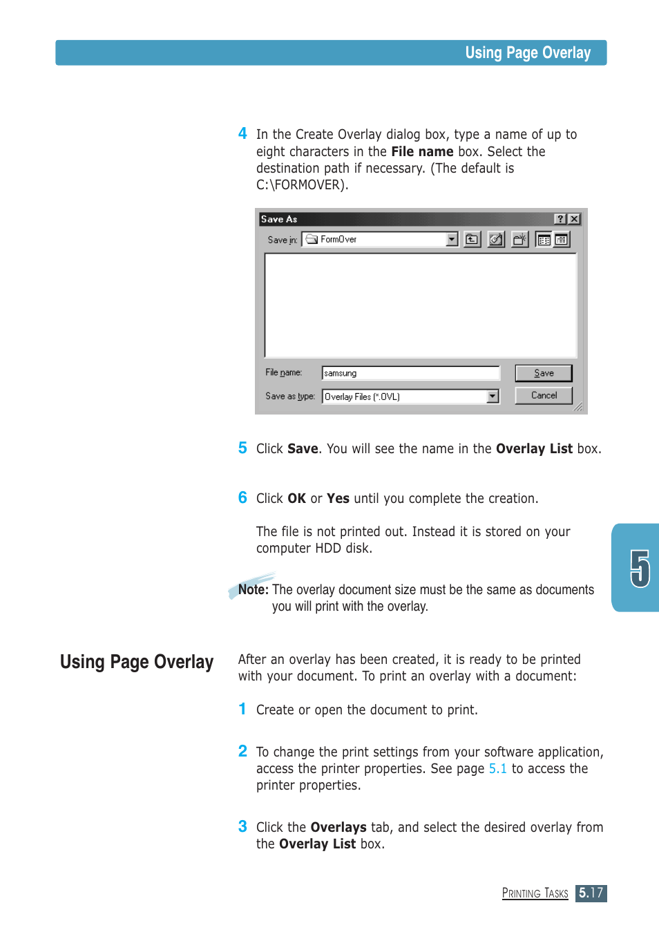 Using page overlay | Samsung ML-1430 User Manual | Page 70 / 143