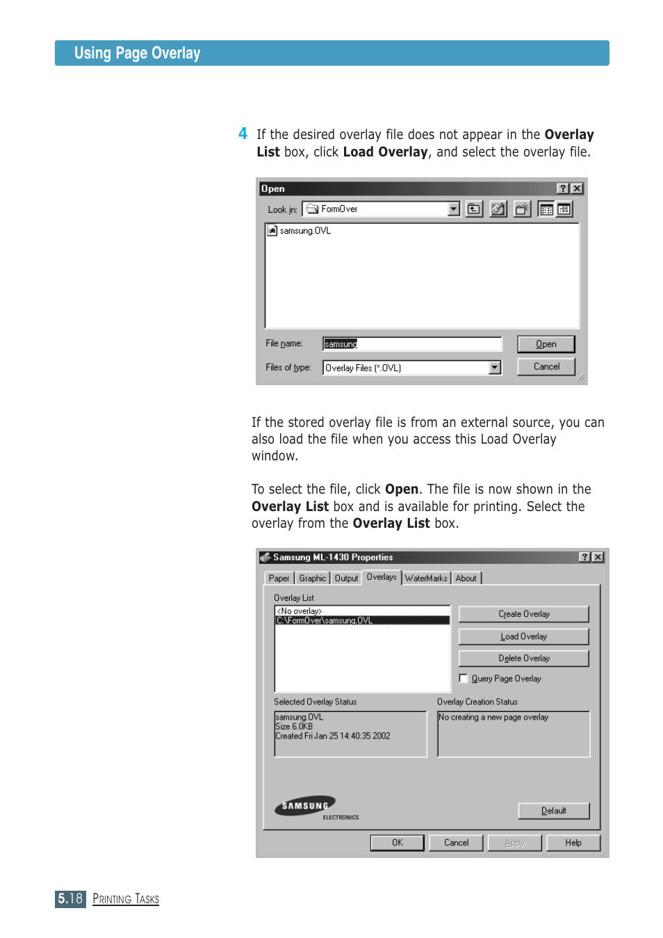 Using page overlay | Samsung ML-1430 User Manual | Page 71 / 143