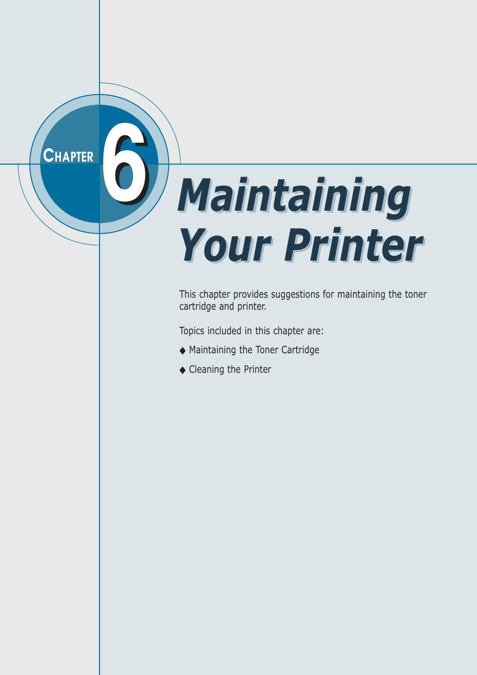 Chapter 6 maintaining your printer, Maintaining your printer | Samsung ML-1430 User Manual | Page 79 / 143