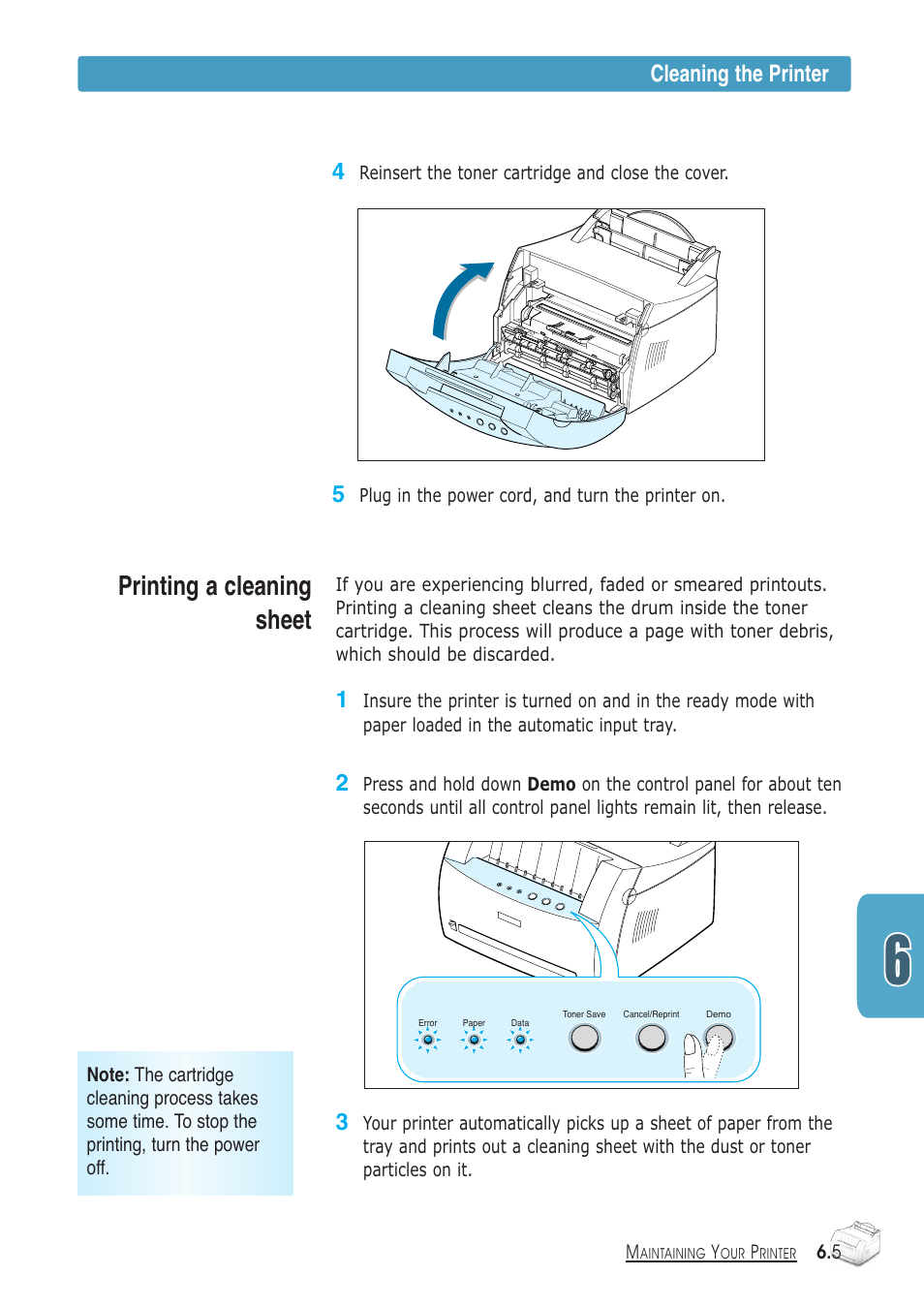 Printing a cleaning sheet, Cleaning the printer | Samsung ML-1430 User Manual | Page 84 / 143