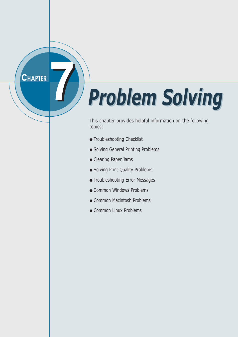 Chapter 7 problem solving, Problem solving | Samsung ML-1430 User Manual | Page 85 / 143
