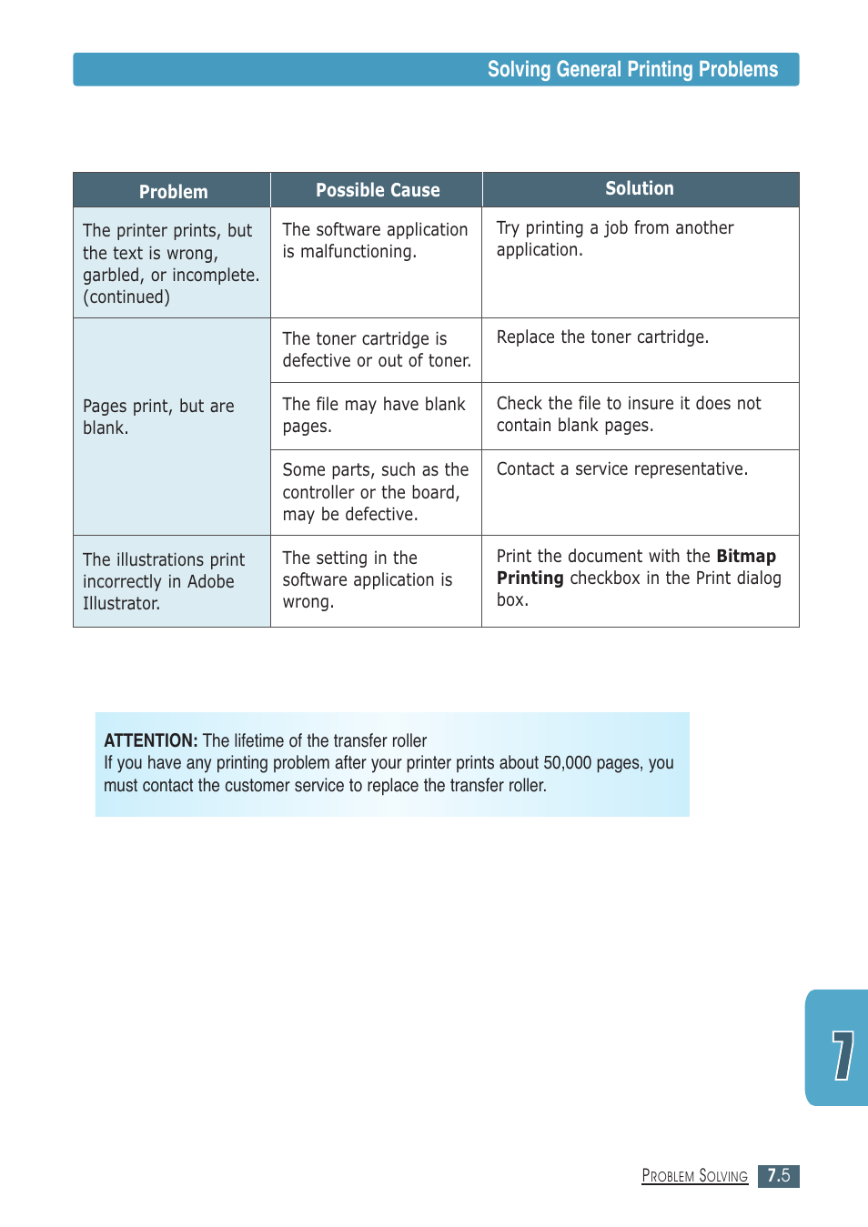 Solving general printing problems | Samsung ML-1430 User Manual | Page 90 / 143