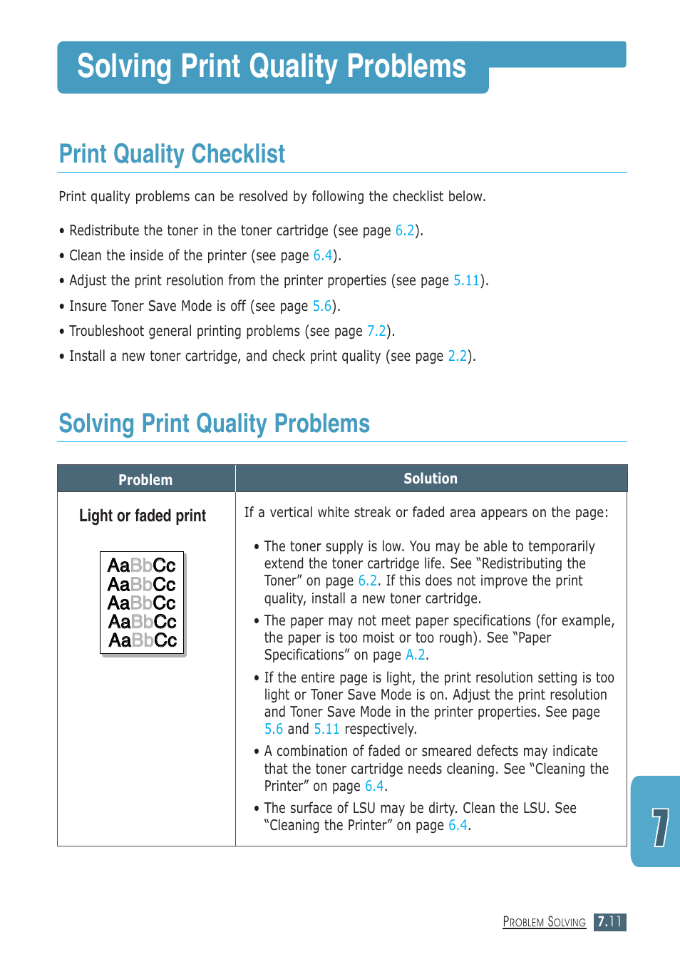 Solving print quality problems, Print quality checklist | Samsung ML-1430 User Manual | Page 96 / 143