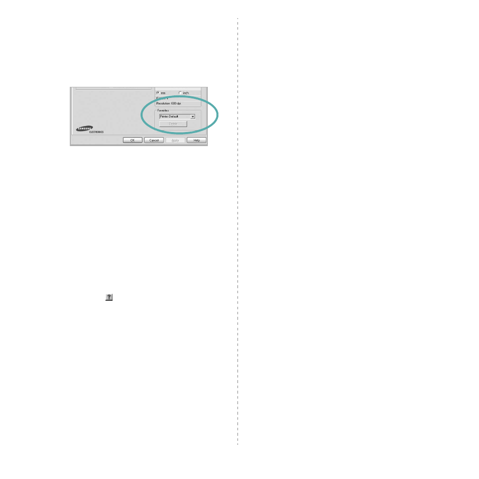 Using a favorite setting, Using help, Using a favorite setting using help | Using a favorite setting - using help | Samsung SCX-6322DN User Manual | Page 120 / 148