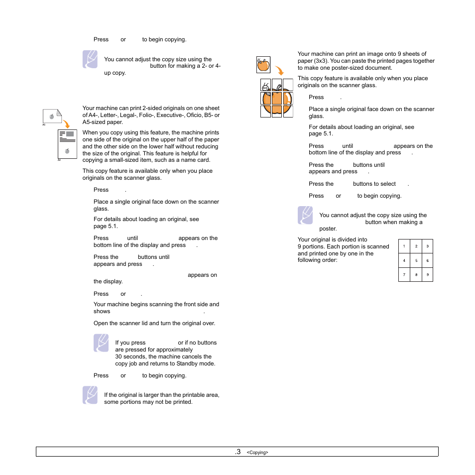 Id card copying, Poster copying | Samsung SCX-6322DN User Manual | Page 38 / 148