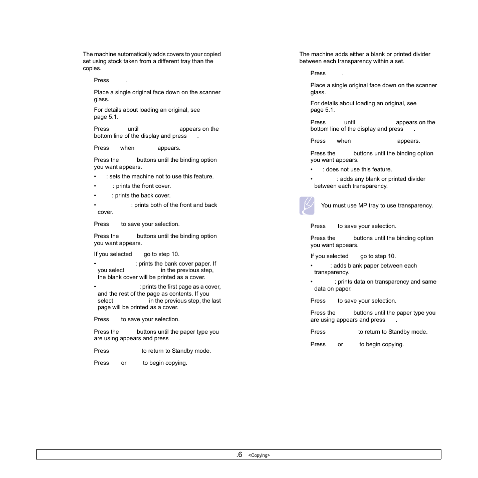 Covers, Transparencies | Samsung SCX-6322DN User Manual | Page 41 / 148