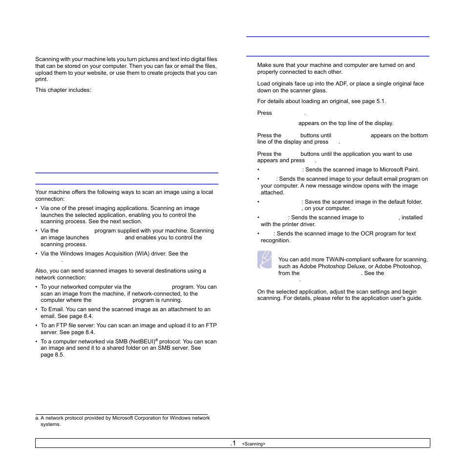 Scanning, Scanning basics | Samsung SCX-6322DN User Manual | Page 44 / 148