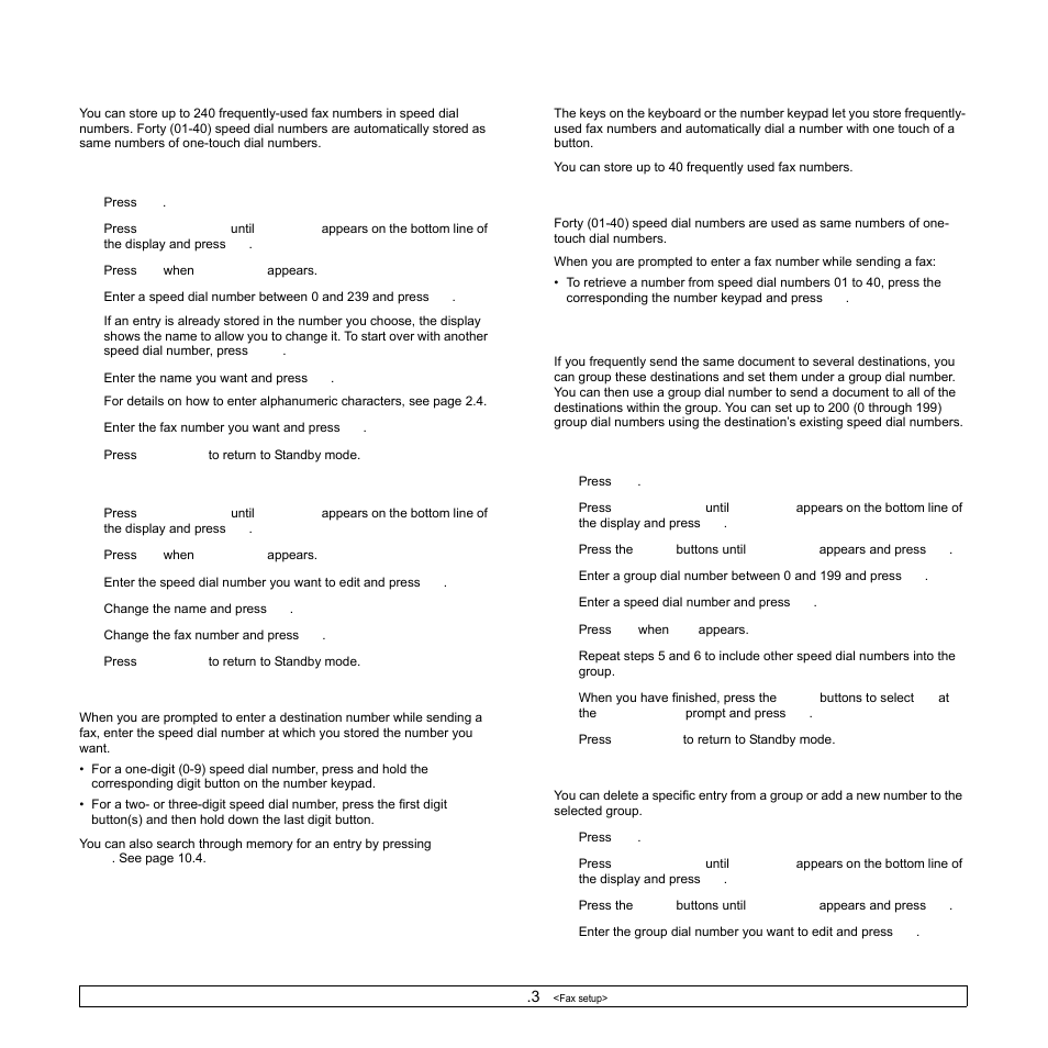 Speed dial numbers, One-touch dial numbers, Group dial numbers | Samsung SCX-6322DN User Manual | Page 63 / 148