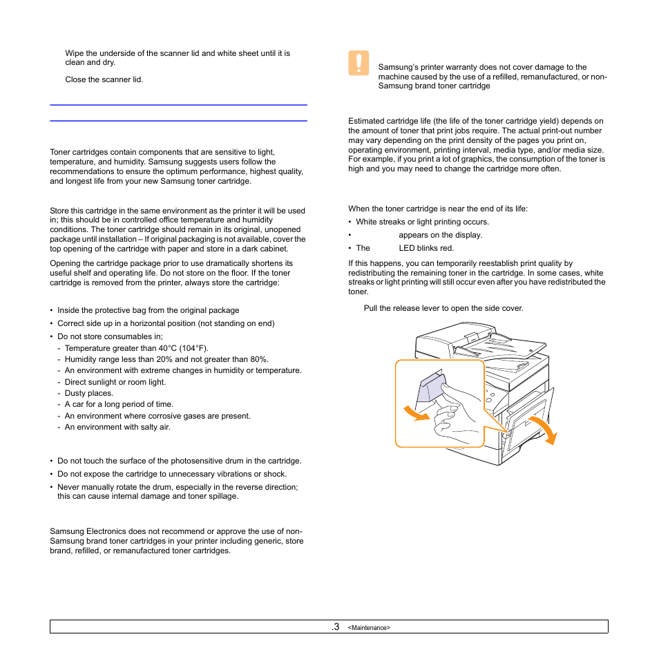 Maintaining the toner cartridge, Redistributing toner | Samsung SCX-6322DN User Manual | Page 70 / 148