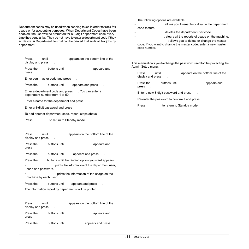 Department code, Change password | Samsung SCX-6322DN User Manual | Page 78 / 148