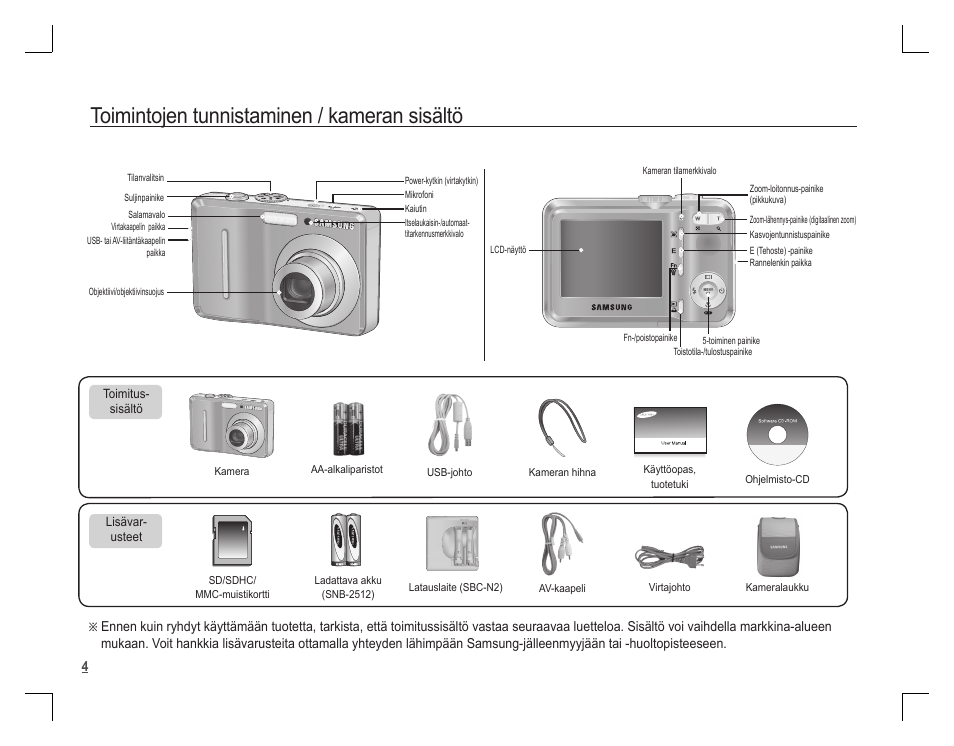 Toimintojen tunnistaminen / kameran sisältö | Samsung D860 User Manual | Page 37 / 98