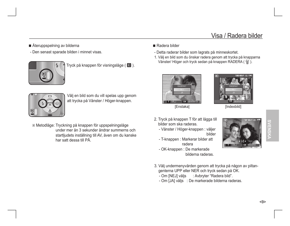 Visa / radera bilder, Svenska | Samsung D860 User Manual | Page 58 / 98