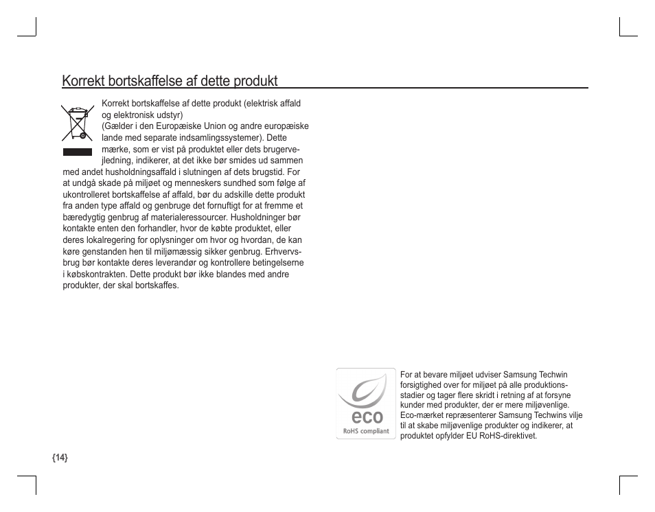 Korrekt bortskaffelse af dette produkt | Samsung D860 User Manual | Page 79 / 98