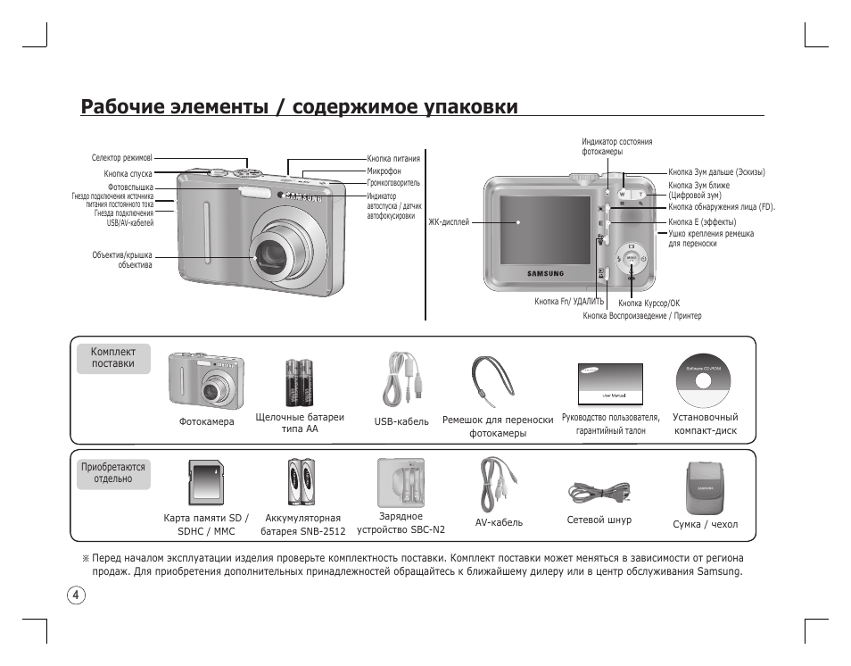 Рабочие элементы / содержимое упаковки | Samsung D860 User Manual | Page 85 / 98