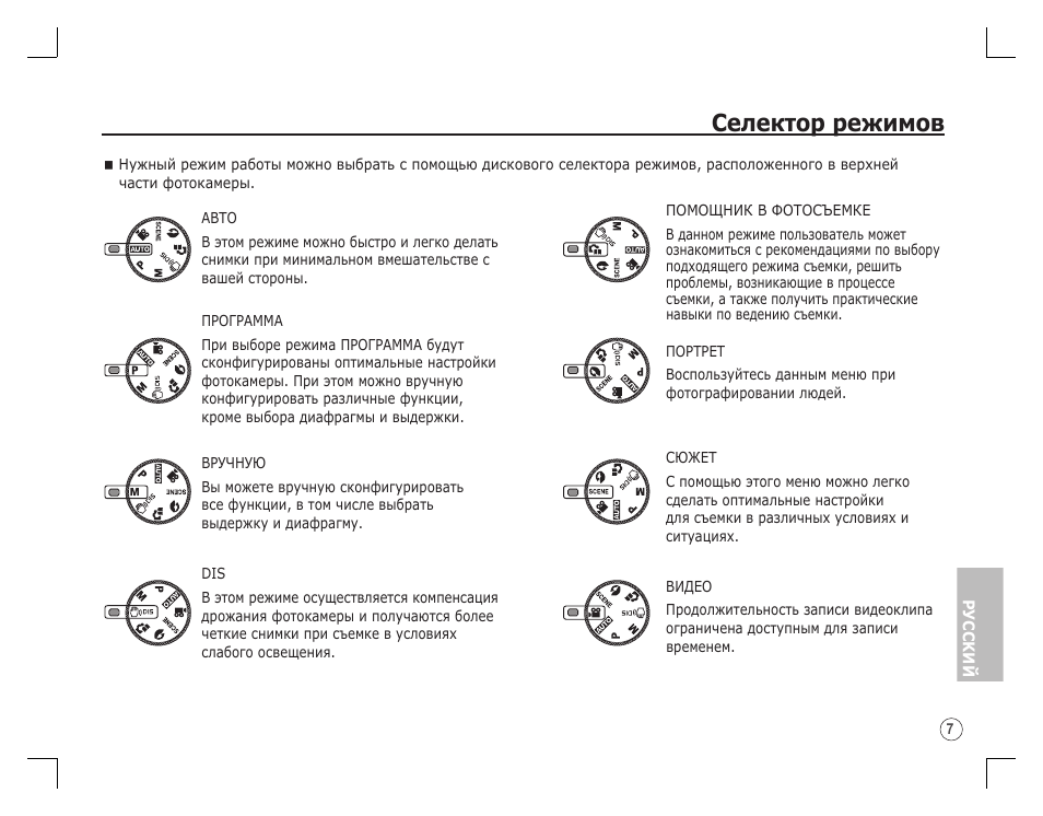 Селектор режимов | Samsung D860 User Manual | Page 88 / 98
