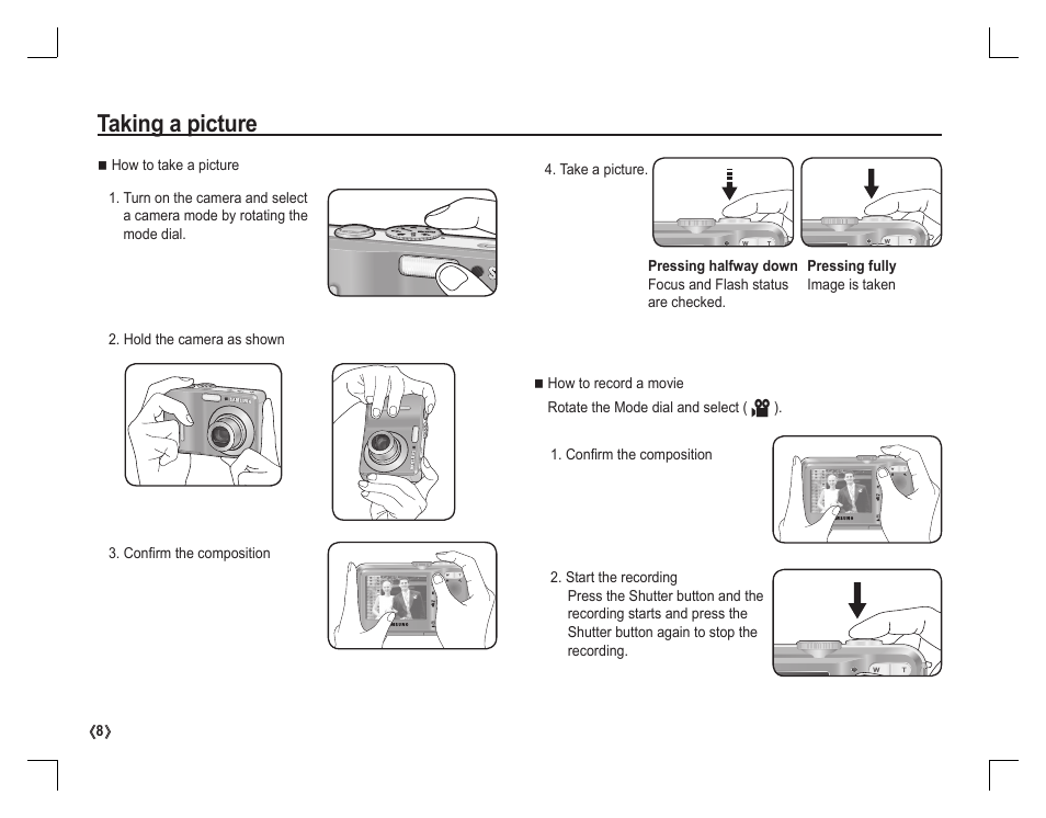 Taking a picture | Samsung D860 User Manual | Page 9 / 98