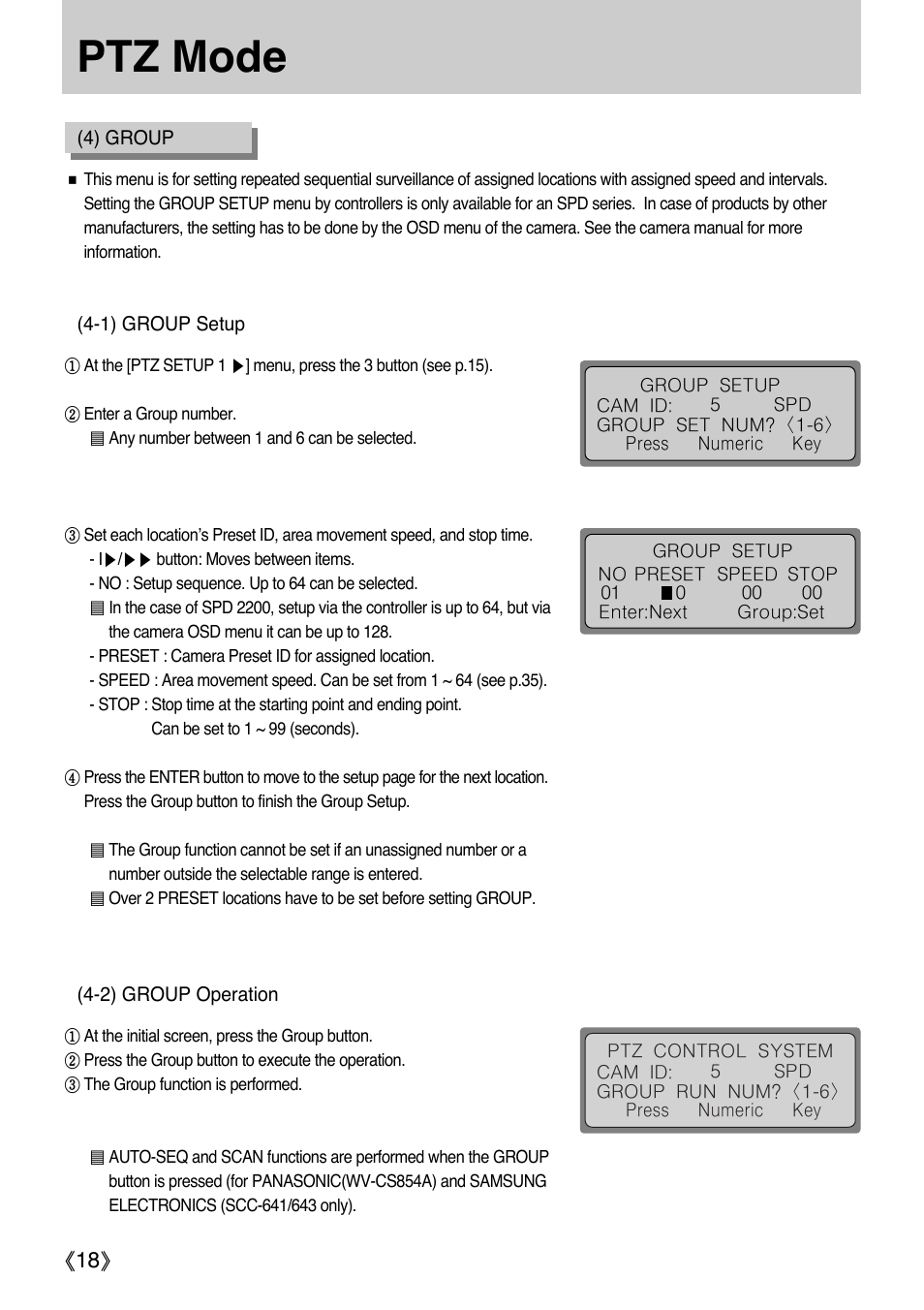Ptz mode | Samsung SCC-3000 User Manual | Page 18 / 39