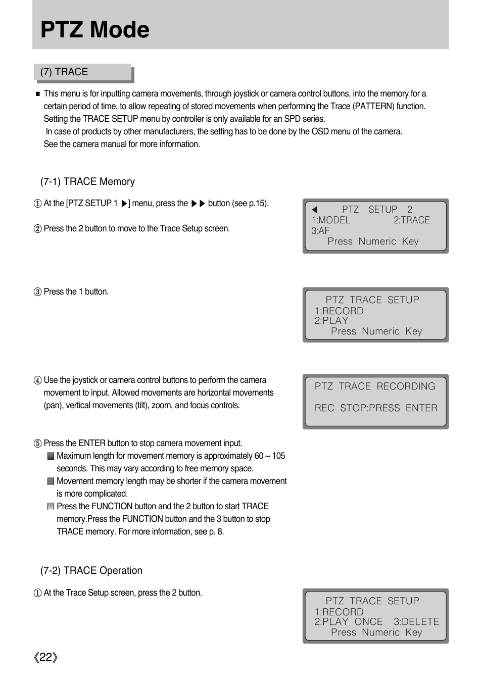 Ptz mode | Samsung SCC-3000 User Manual | Page 22 / 39