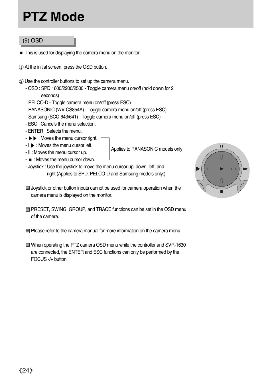 Ptz mode | Samsung SCC-3000 User Manual | Page 24 / 39