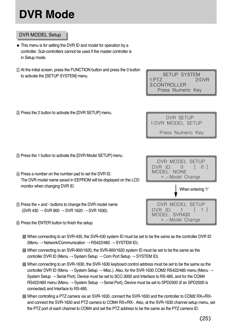 Dvr mode | Samsung SCC-3000 User Manual | Page 25 / 39