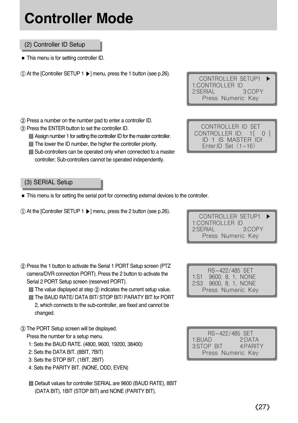 Controller mode | Samsung SCC-3000 User Manual | Page 27 / 39