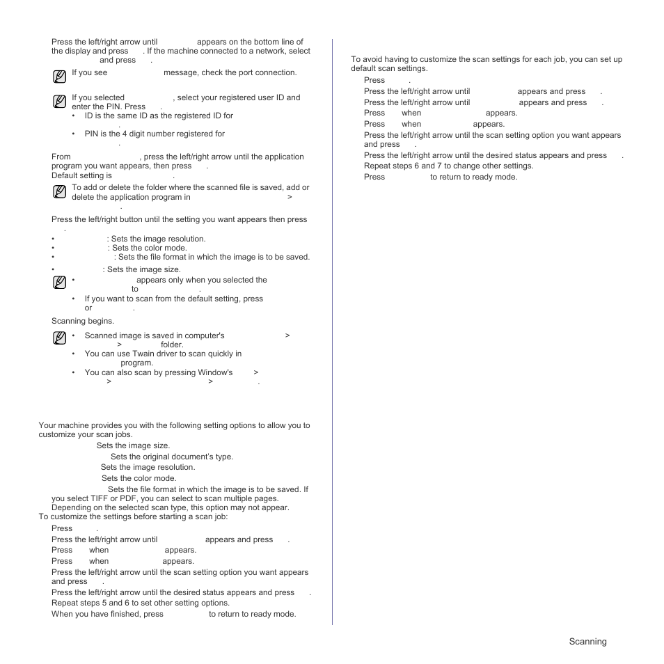 Changing the settings for scan job, Changing the default scan settings | Samsung CLX-3175FN User Manual | Page 135 / 218