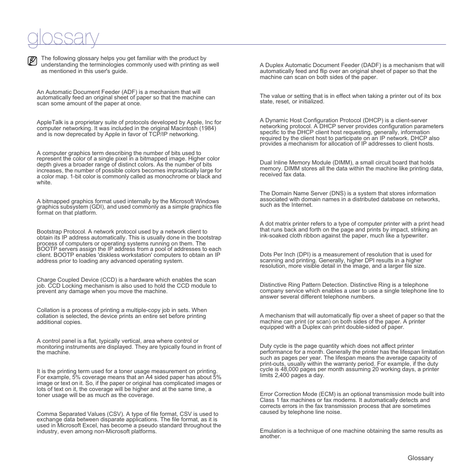 Glossary | Samsung CLX-3175FN User Manual | Page 165 / 218