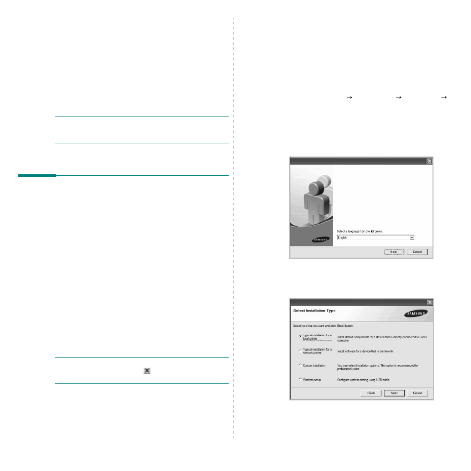 Installing printer software in windows, Installing printer software, Installing software for local printing | Chapter 1 | Samsung CLX-3175FN User Manual | Page 178 / 218