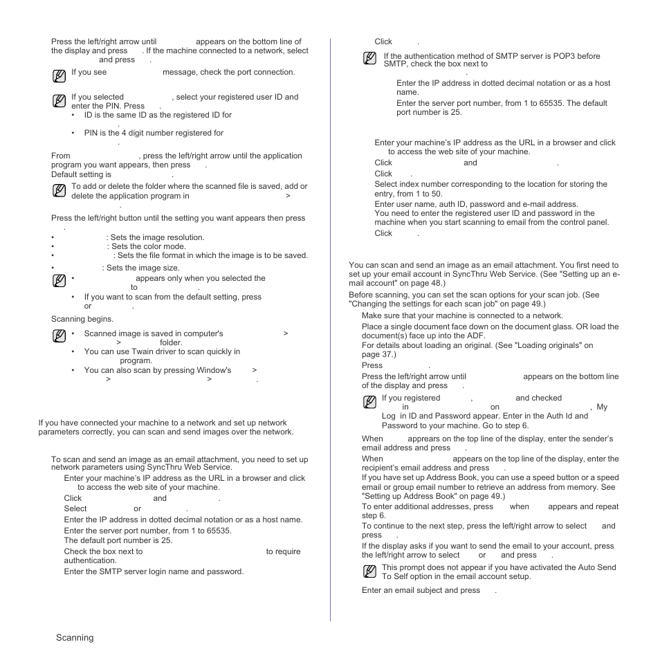 Scanning by a network connection, Scanning to email | Samsung CLX-3175FN User Manual | Page 48 / 218