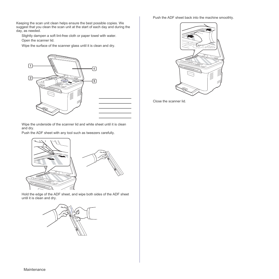 Cleaning the scan unit | Samsung CLX-3175FN User Manual | Page 66 / 218