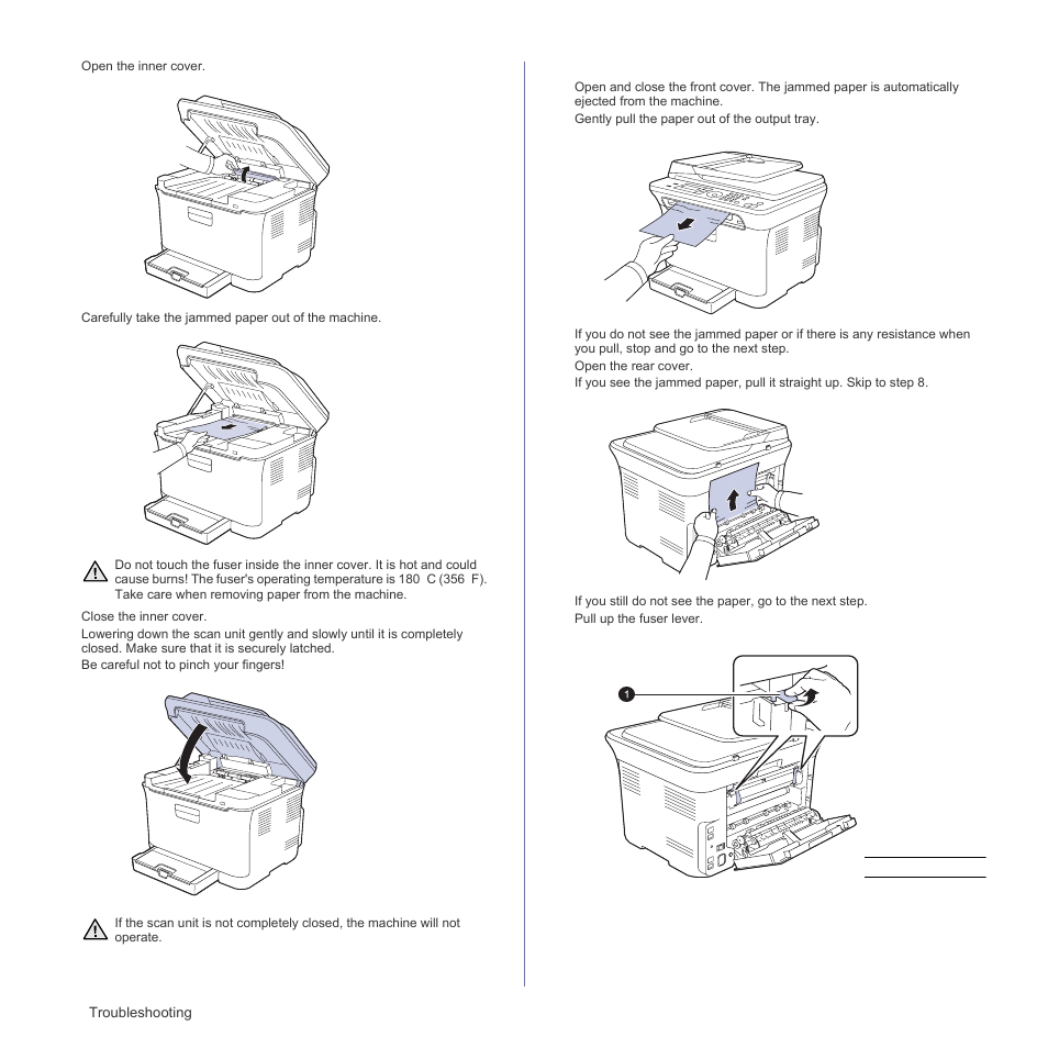 In the paper exit area, In the paper exit area" on | Samsung CLX-3175FN User Manual | Page 74 / 218