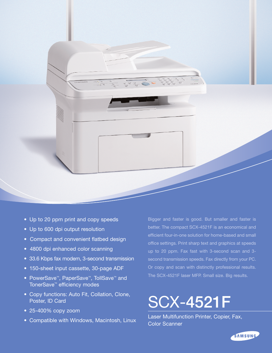Samsung SCX4521F User Manual | 2 pages