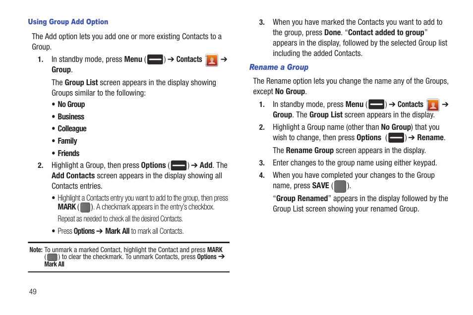 Using group add option, Rename a group | Samsung DFX-5000 User Manual | Page 52 / 112