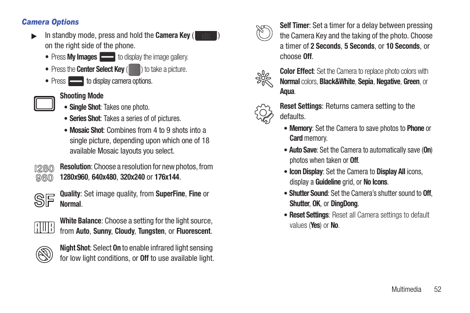 Camera options | Samsung DFX-5000 User Manual | Page 55 / 112