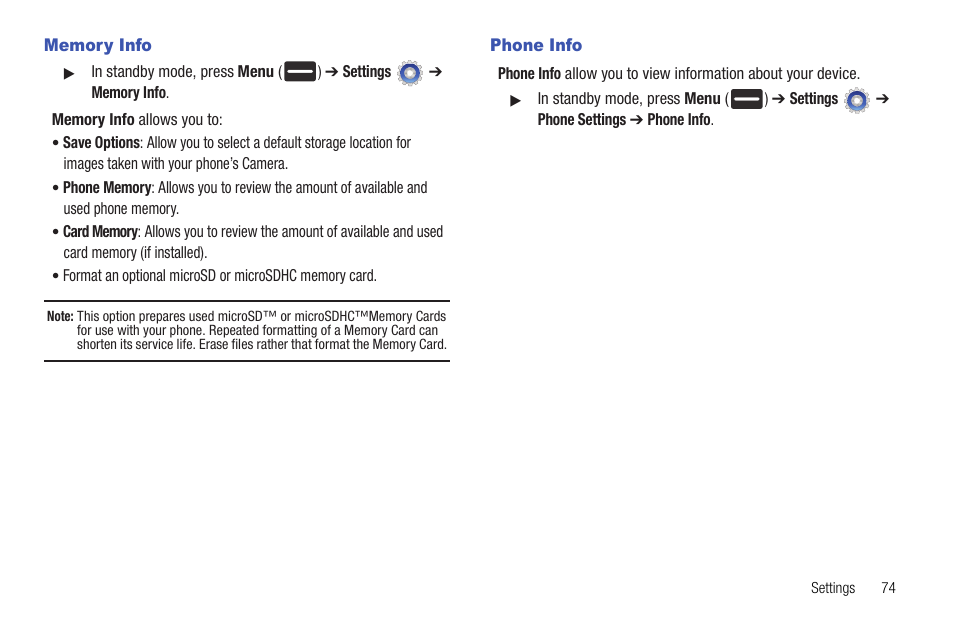 Memory info, Phone info, Memory info phone info | Samsung DFX-5000 User Manual | Page 77 / 112