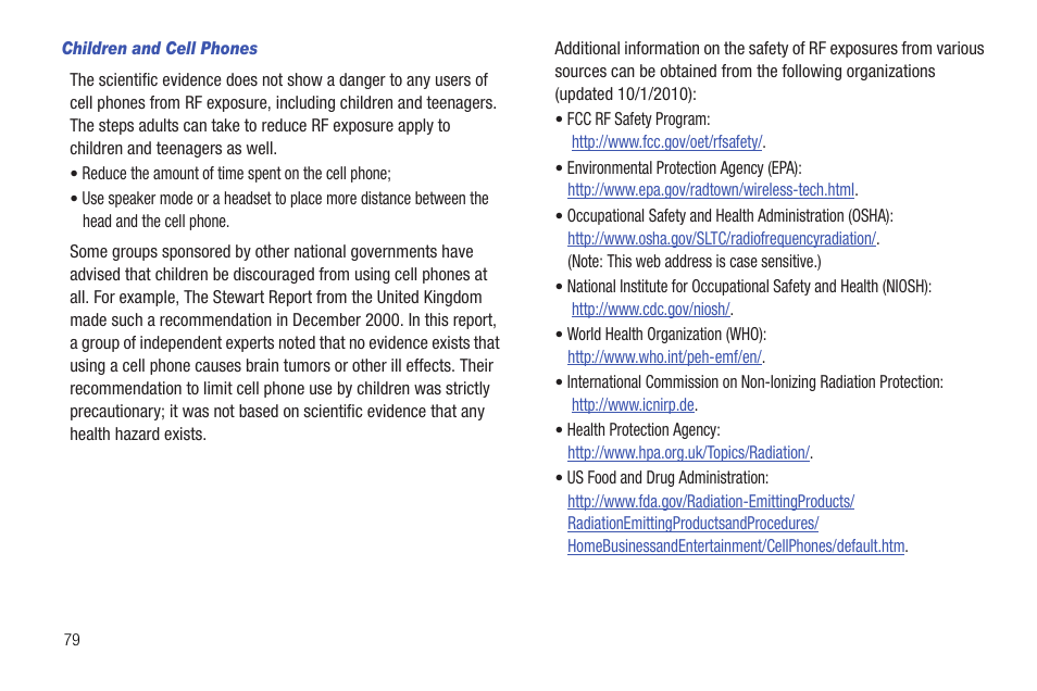 Children and cell phones | Samsung DFX-5000 User Manual | Page 82 / 112