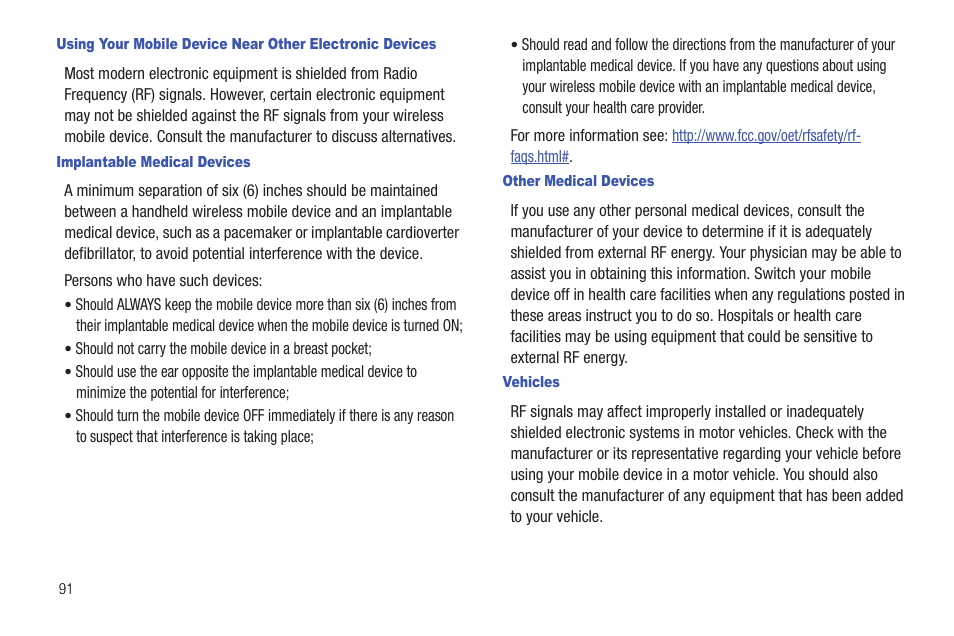 Implantable medical devices, Other medical devices, Vehicles | Samsung DFX-5000 User Manual | Page 94 / 112