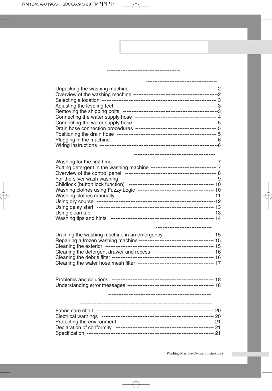 Samsung WM1245A User Manual | Page 3 / 24