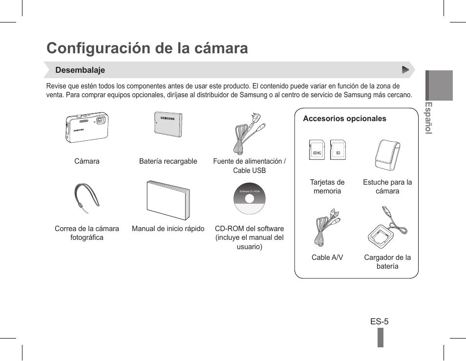 Configuración de la cámara | Samsung AD68-04851A User Manual | Page 19 / 44