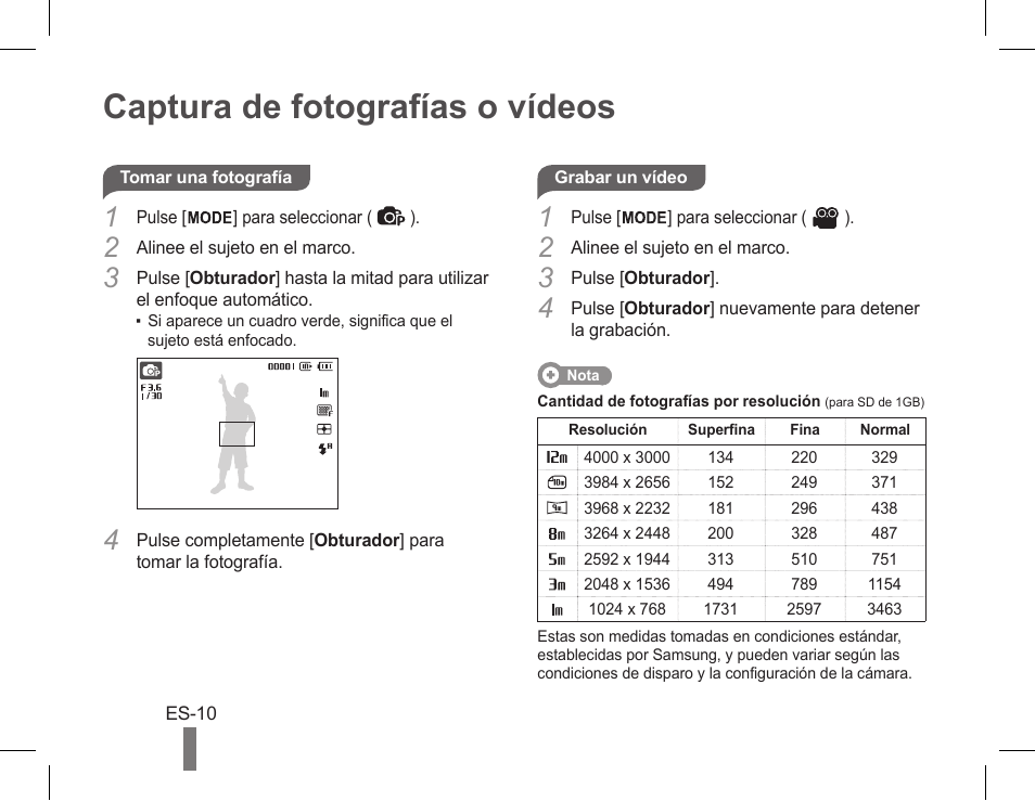Captura de fotografías o vídeos | Samsung AD68-04851A User Manual | Page 24 / 44
