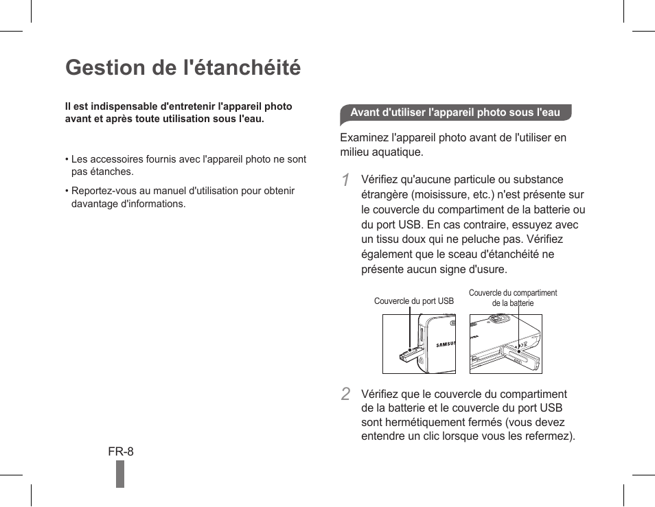 Gestion de l'étanchéité | Samsung AD68-04851A User Manual | Page 36 / 44