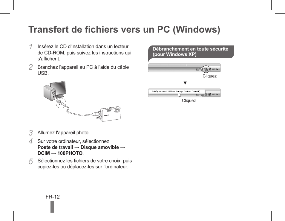 Transfert de fichiers vers un pc (windows) | Samsung AD68-04851A User Manual | Page 40 / 44