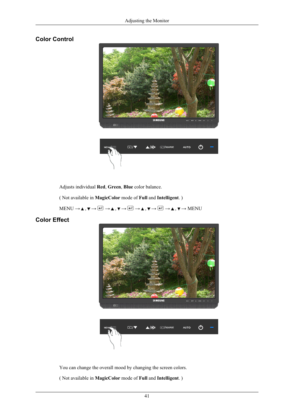 Color control, Color effect | Samsung 2043WM User Manual | Page 42 / 74
