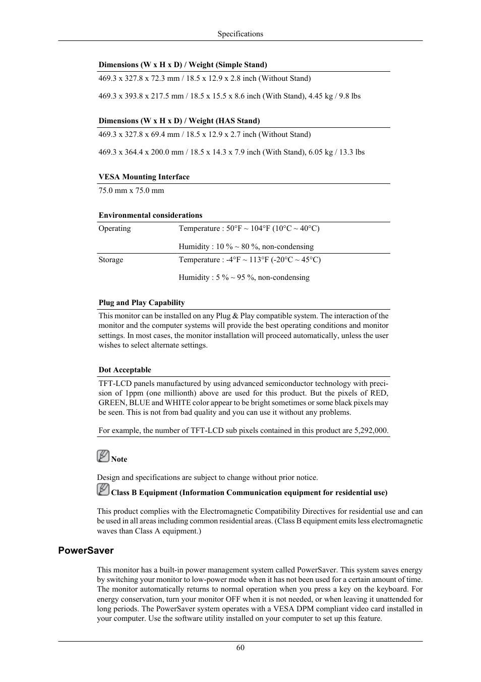 Powersaver | Samsung 2043WM User Manual | Page 61 / 74