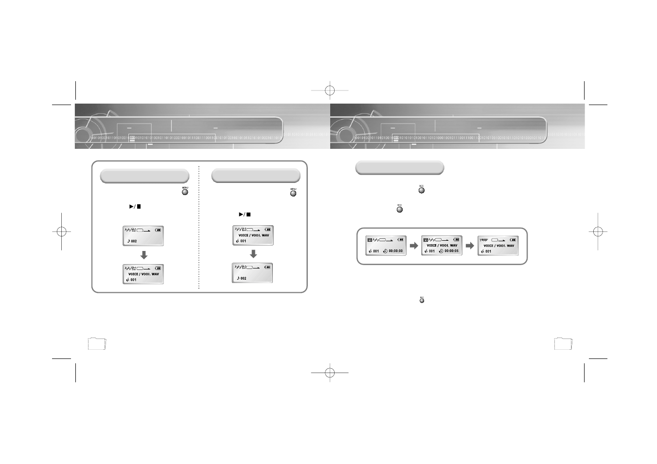 Changing modes, Changing to voice mode, Changing to music mode | Recording voice, To record voice | Samsung YP-N30S User Manual | Page 15 / 28