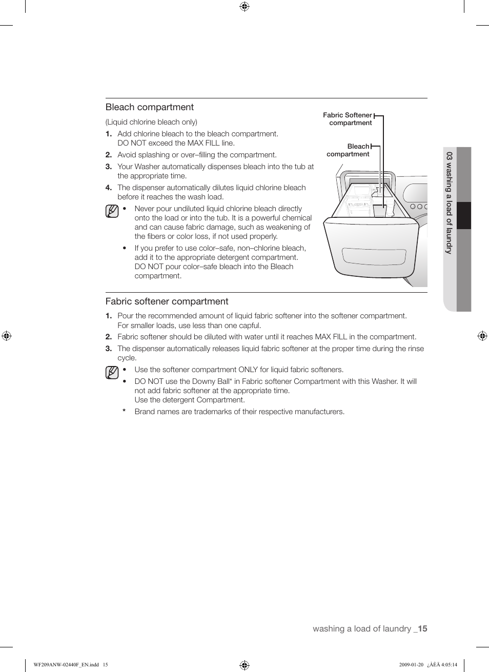 Samsung WF209 User Manual | Page 15 / 56