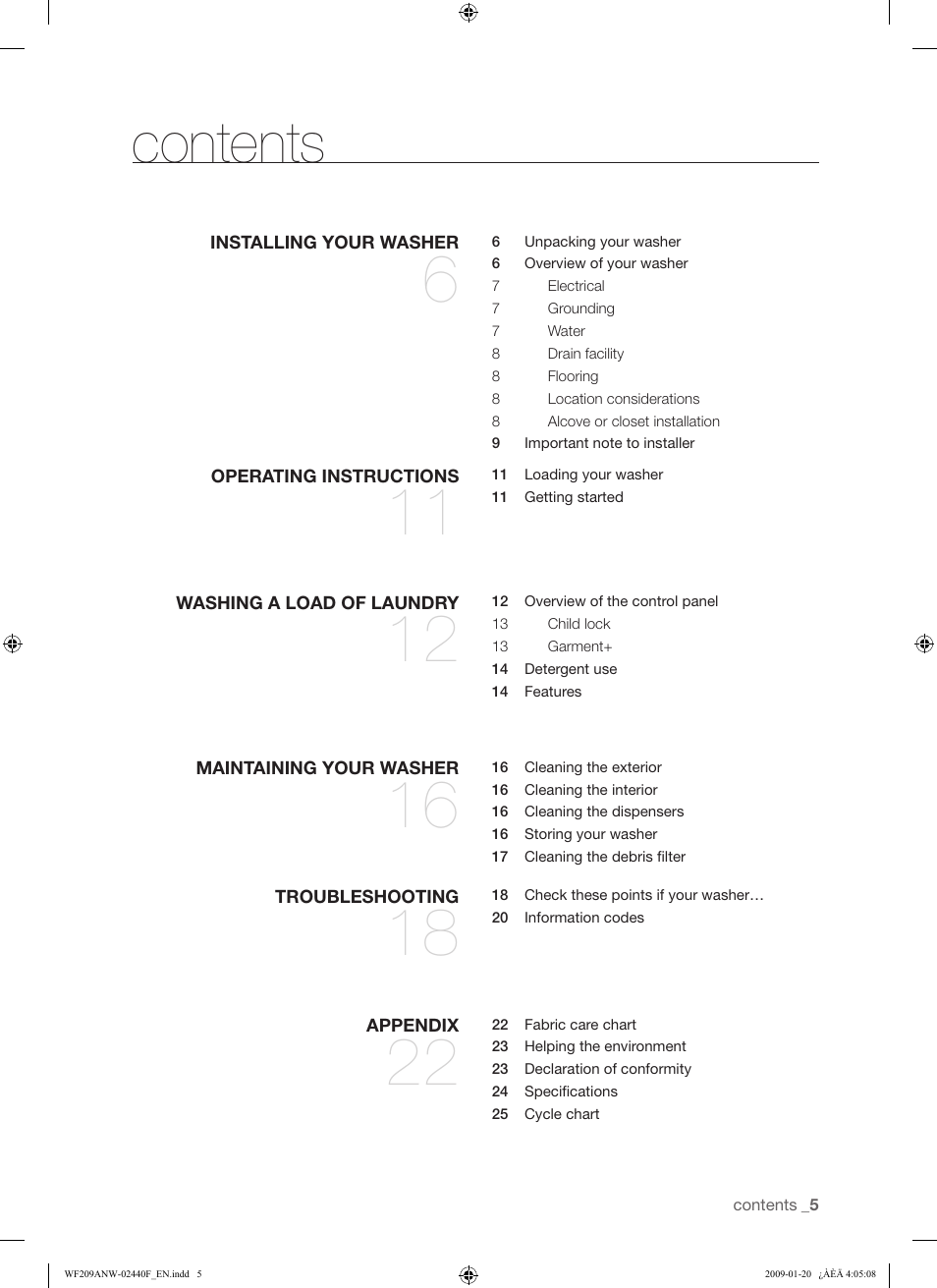 Samsung WF209 User Manual | Page 5 / 56