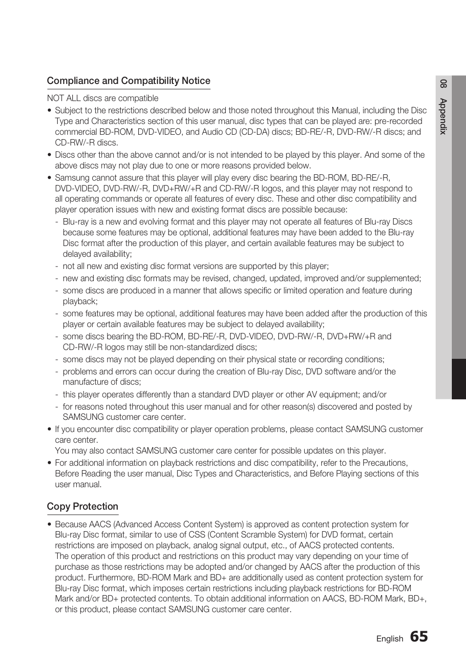 Samsung BD-D5700 User Manual | Page 65 / 70