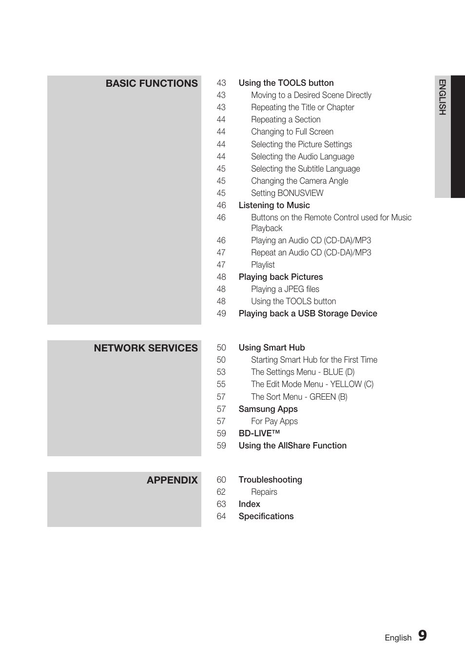 Samsung BD-D5700 User Manual | Page 9 / 70